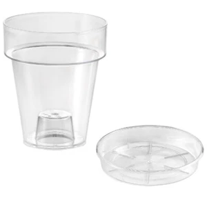 VASO per ORCHIDEE fioriera con SOTTOVASO TRASPARENTE orchidea Ø 17 cm Veca - Foto 1 di 3
