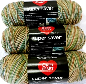 Red Heart Super Saver Yarn ASPEN PRINT Lot of 3 Skeins 5 oz each - Picture 1 of 1