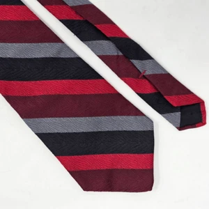 VALENTINO PIETRO USA MADE SILK TIE RED BLACK GRAY TEXTURED STRIPE 3.75" X 57" - Picture 1 of 4