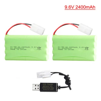 2400mAh 9.6V AA NiMH Battery Pack KET 2P Connector USB for RC Car RC Boat Truck - Image 1 of 4