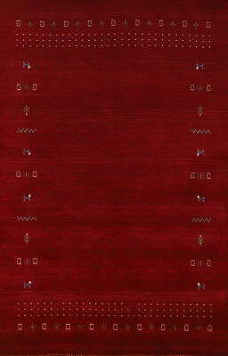 Tribal Style Gabbeh Red Hand-knotted Wool Rug 5x8 ft. for Bedroom - Image 1 of 4