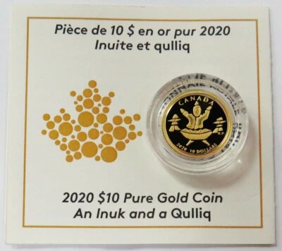2020 GOLD CANADA $10 1/20oz INUK AND A QUILLIQ IN CAPSULE COA - Image 1 of 3