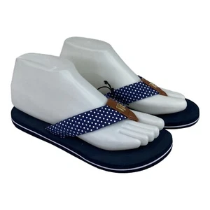 Tommy Hilfiger Women's Navy Polka Dot CARRAH Flip Flops Size 6 S15 - Picture 1 of 5