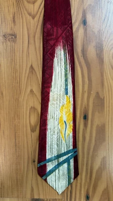 Wembley Starshine Printed designer necktie 3.5"x 55" burgundy canna lily flower - Image 1 of 4