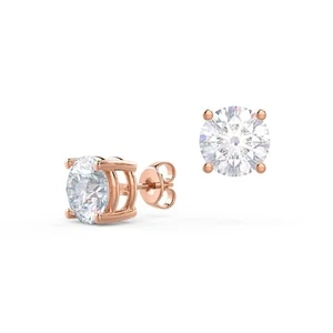 Pendientes de 4 puntas de oro rosa de 14 quilates IGI GIA creado en... - Imagen 1 de 7