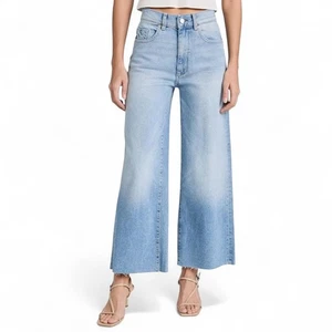 DL1961 Hepburn Jeans Wide Leg High Rise Vintage Light Wash Raw Hem Size 30 - Picture 1 of 12