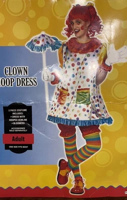 CLOWN GIRL 成人小丑 HOOP 连衣裙 服装 紧身衣 化妆 发带 COSPLAY HALLOW — 第 1/4 张图片