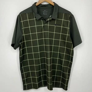 Nike Golf Poloshirt Herren Gr. L grün kariert Print Swoosh Logo Dri-Fit - Bild 1 von 11