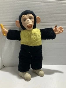 Vintage Rubber Face Mr. Bim Zip Zippy Plush Toy Monkey Holding Banana 15 Inches - Picture 1 of 12