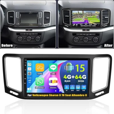 Android 14 Für VW Sharan II 7N Seat Alhambra 2 Autoradio 2+64GB Carplay GPS Wifi - Bild 1 von 4