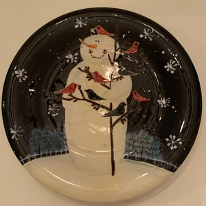 Hermoso muñeco de nieve internacional certificado con plato de pájaro Navidad/estacional - Imagen 1 de 5