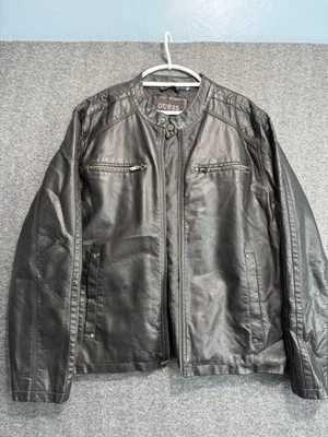 GUESS Dark Brown Motorcycle Riding Bomber Jacket Mens 2XL EUC Pockets Biker Y2K - Image 1 of 4