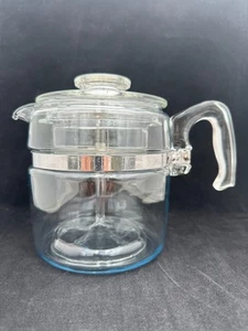 Cafetera percoladora de 6 tazas de vidrio vintage Pyrex Flameware 7756-B completa - Imagen 1 de 15