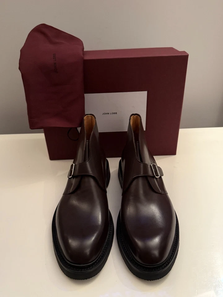 JOHN LOBB Shoreditch Grain Leather Chukka Boots Mens Brown UK 10.5 EU 44.5 £1390 — 第 1/4 张图片