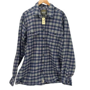 Eddie Bauer Flannel Shirt Mens XLT XL Tall Blue Plaid Button Up Cotton NOS NEW - Picture 1 of 9