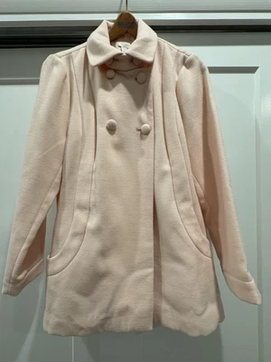 Chicos Size 1 (Med) Blush Pink Pea Coat With Black Buttons Women's - Image 1 of 3