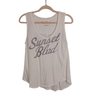 LUCKY BRAND Damen Tanktop weiß Grafikdruck "Sunset Blvd" U-Ausschnitt Gr. S - Bild 1 von 4