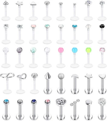 Tachuelas para nariz labial Monroe Labret 16G Forward Helix para hombres mujeres acero inoxidable y Cle Foto 1 de 4