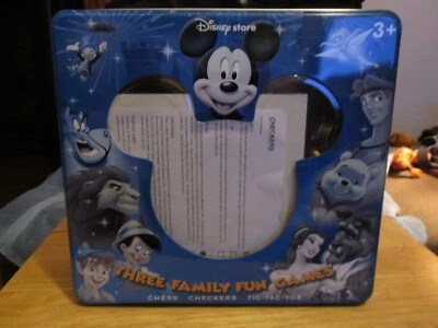 DISNEY STORE THREE FAMILY FUN GAMES TIC TAC TOE CHECKERS CHESS COMPLETE in box - Image 1 of 4