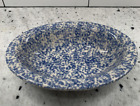 Gerald E Henn Spongeware Blue White Serving Dish Oval Bowl 10 3/8 Inches.