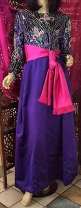 Vintage Bob Mackie Boutique Purple Ball Gown Fabulous Fleur de Lis Beaded Design - Picture 1 of 11