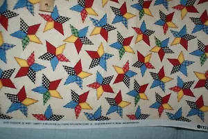 Daisy Kingdom Liberty & Melon Patchwork Stars Fabric Cotton Quilting 34 x 44 In - Picture 1 of 3