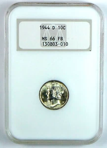 1944-D Mercury Dime - NGC MS 66 FB - Old Fatty Holder - Picture 1 of 3