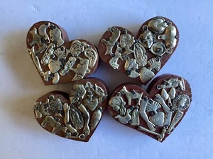 Beautiful set of 4 Refurbished Wooden Hearts 3” - Imagen 1 de 8