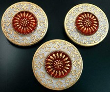 3 UNIQUE Glass Buttons #B190 - RARE - LARGE (34 mm)-or (almost 1-3/8 inches)-WOW