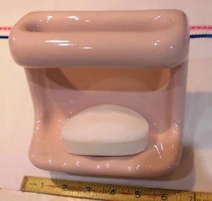 *Venetian Pink* Ceramic Soap Dish Tray + washcloth holder/Grab Bar "New Stock" - Picture 1 of 12
