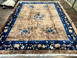 Large Antique Chinese Wool Rug, Peking Carpet, Handmade, Nichols Rug - Picture 1 of 12