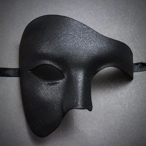 Einfache schwarze Vintage Phantom Maskerade Maske halbes Gesicht venezianisches Halloween Kostüm - Bild 1 von 3