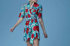 Diane von Furstenberg Short-Sleeve Collared Wrap Dress Boswell Spearmint Size L