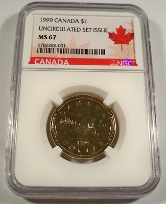 1999 CANADA LOON DOLLAR NGC MS67 UNCIRCULATED MINT SET ISSUE MS 67 $1 - Image 1 of 4