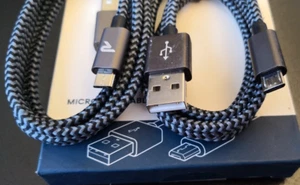Rampow 2pc 3ft USB A to Micro USB Braided Cable - Charge & Sync - Zdjęcie 1 z 4