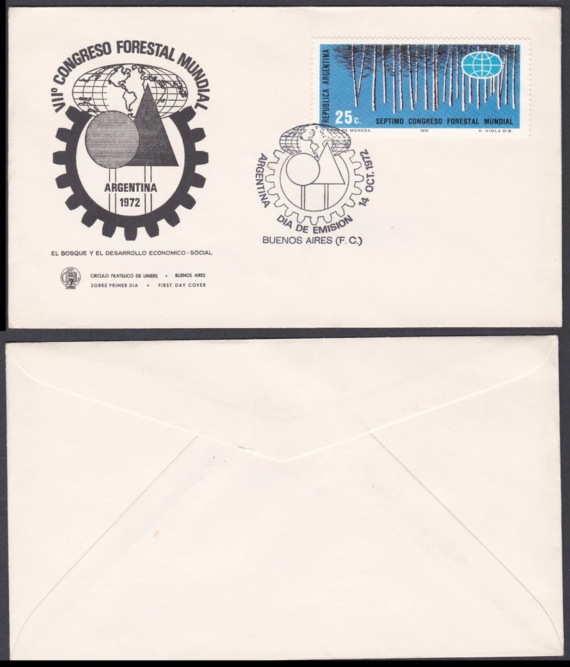 Argentina 1972 FDC Mi 1128 Sn 978 VII Congreso Forestal Mundial Foto 1 de 1