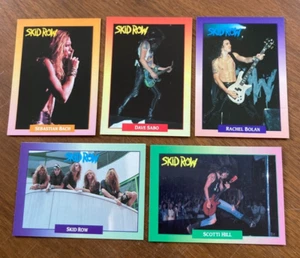 SKID ROW ROCKCARDS BROCKUM 1991 MUSIC TRADING CARD LOT 5 HILL, BOLAN, BACH, SABO - Picture 1 of 2