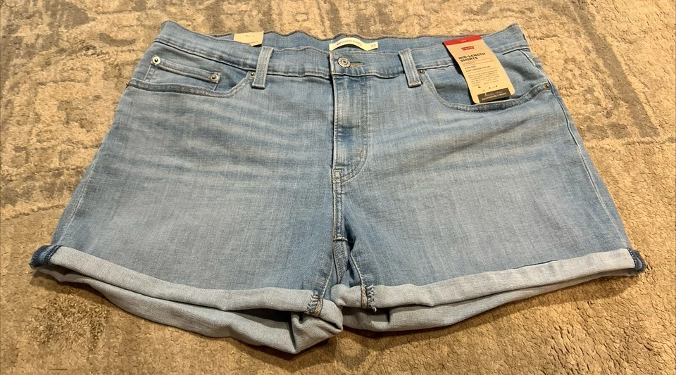 Levi’s Mid Rise Stretch Cuffed Mid Length Denim Shorts Women’s Size 32