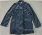 J.Jill Jacket Coat Corduroy Women's Size Medium Button Closure Velvet Trim Blue