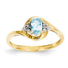 14k Żółte złoto Diament i niebieski pierścionek z topazem XBS429 Rozmiar 7