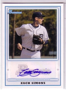 2010 Bowman Prospect Autographs #ZS Zach Simons