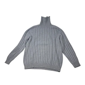Ermenegildo Zegna Pullover Herren XL grau Wolle Kaschmir gerippt Rollkragen Italy - Bild 1 von 9