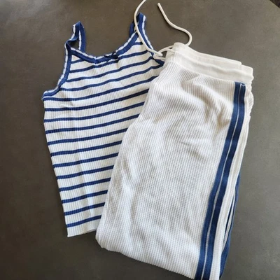 PJ Salvage Mujer Acanalado Rayas Cami y Waffle Pantalones Cortos Conjunto de Salón Talla XL NUEVO CON ETIQUETAS Foto 1 de 4