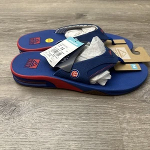 Reef Fanning X Chicago Cubs Flip Flops w/bottle opener Men Size 14 MLB NEW - Picture 1 of 4