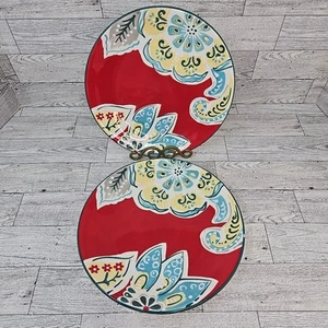Dash of That Floral Paisley Red Salad Plates 8.5" Set of 2 Ceramic CICCIC205 - Picture 1 of 7