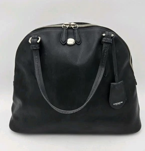 Coach Peyton Cora F25671 Black Leather Domed Double Zip Satchel Shoulder Bag - Picture 1 of 17