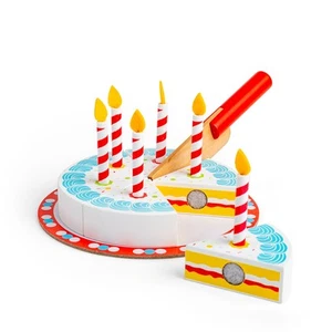 Bigjigs Toys Wooden Play Food Birthday Cake with Candles Pretend Role Play - Picture 1 of 9