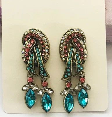 Heidi Daus Knotted Crystal Dangle Earrings unsigned - Image 1 of 2