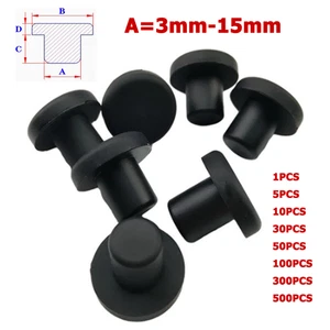 3mm-15mm Black Round Solid Silicone Rubber Hole Plug End Cap Blanking Seal Bung - Picture 1 of 4