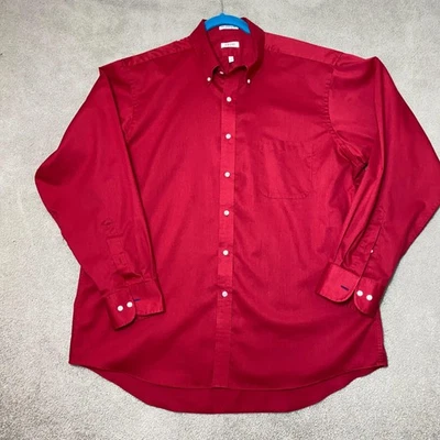 IZOD Shirt Mens 17.5 34/35 Red Wrinkle Free Twill Business Casual Party Holiday - Image 1 of 4